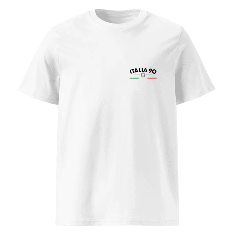 Italia 90 Retro Football T-shirt White World Cup Tribute T-Shirt White/Navy/Black